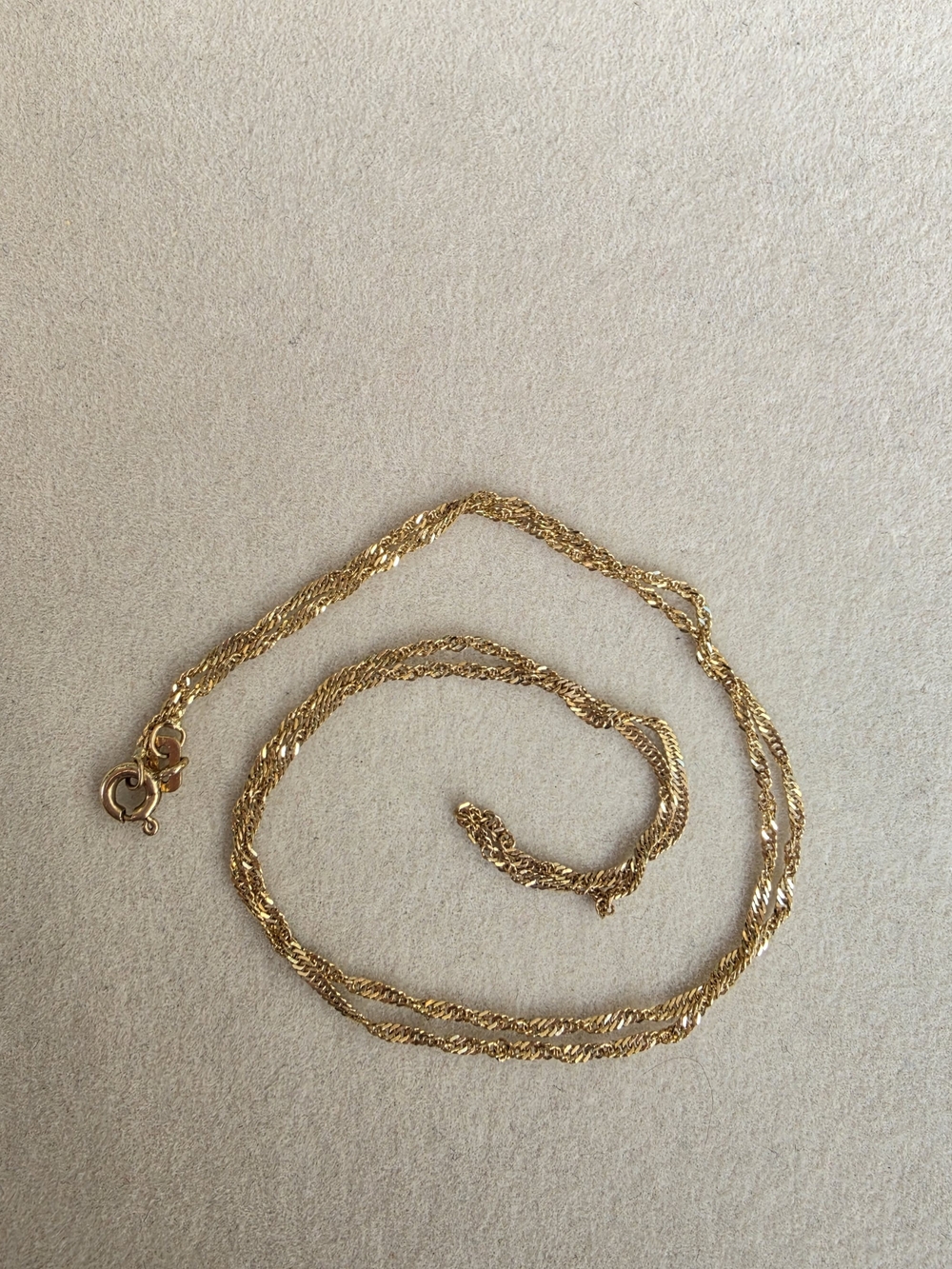18": 10K Solid Gold Singapore Chain Necklace • PBB Italy • 1.47g